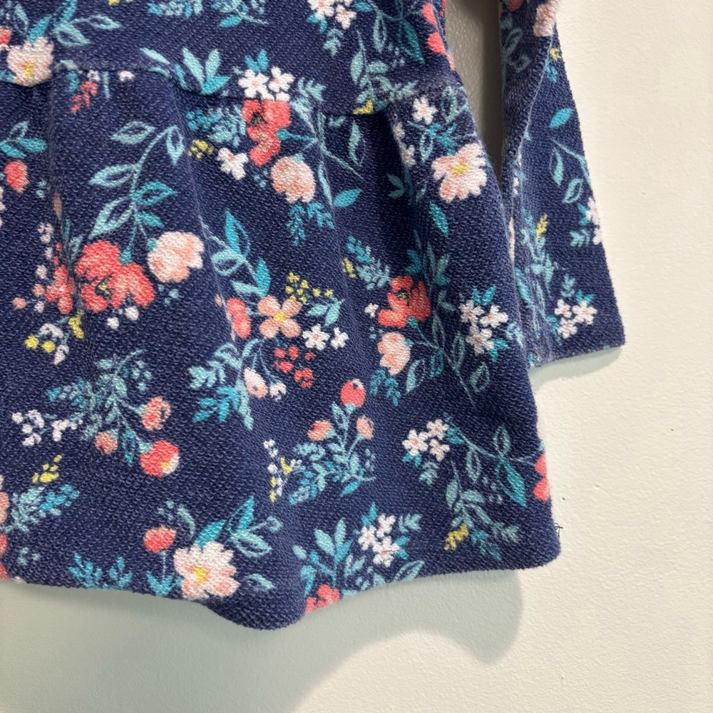 Girls Carter's Floral Print Hoodie ruffle Size 5T Blue